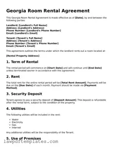 Free Room Rental Agreement Template for the State of Georgia