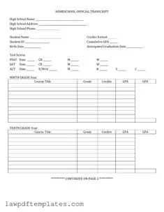 Fillable High School Transcript Template
