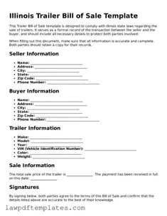 Free Trailer Bill of Sale Template for the State of Illinois