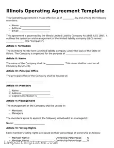 Free Operating Agreement Template for the State of Illinois