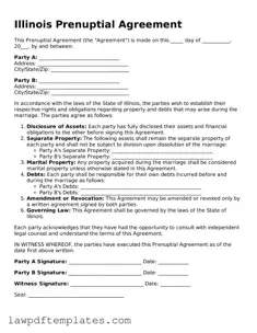 Free Prenuptial Agreement Template for the State of Illinois