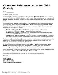 Attorney-Approved Character Reference Letter for Child Custody Document