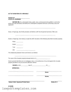 Fillable Louisiana act of donation Template