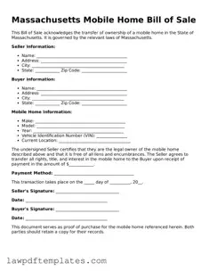 Free Mobile Home Bill of Sale Template for the State of Massachusetts