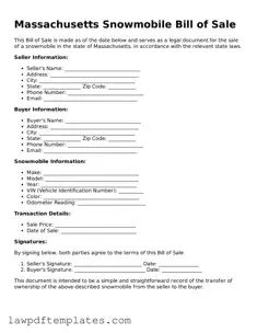 Free Snowmobile Bill of Sale Template for the State of Massachusetts