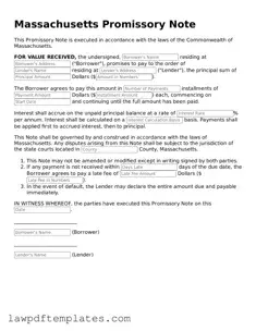 Free Promissory Note Template for the State of Massachusetts