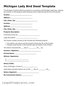 Free Lady Bird Deed Template for the State of Michigan