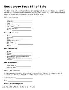 Free Boat Bill of Sale Template for the State of New Jersey