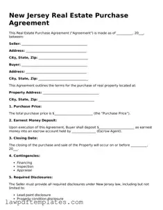 Free Real Estate Purchase Agreement Template for the State of New Jersey