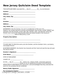 Free Quitclaim Deed Template for the State of New Jersey