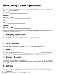 Free Lease Agreement Template for the State of New Jersey