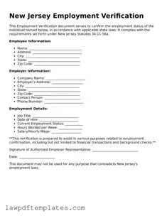 Free Employment Verification Template for the State of New Jersey