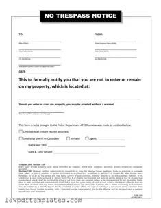 Fillable No Trespassing Letter Template