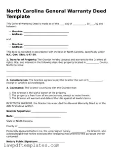 Free Deed Template for the State of North Carolina