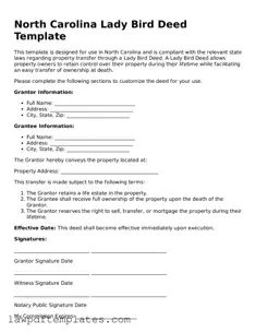 Free Lady Bird Deed Template for the State of North Carolina