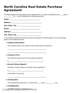 Free Real Estate Purchase Agreement Template for the State of North Carolina