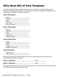 Free Boat Bill of Sale Template for the State of Ohio