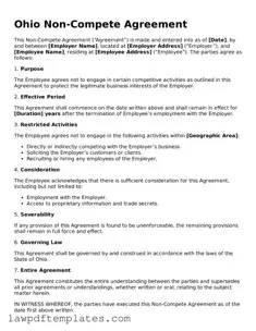 Free Non-compete Agreement Template for the State of Ohio