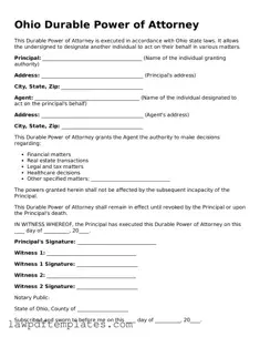 Free Durable Power of Attorney Template for the State of Ohio