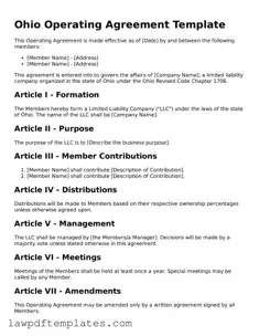 Free Operating Agreement Template for the State of Ohio