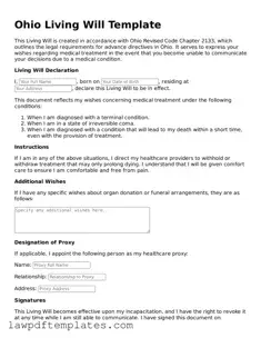 Free Living Will Template for the State of Ohio