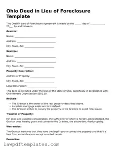 Free Deed in Lieu of Foreclosure Template for the State of Ohio