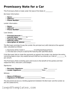 Attorney-Approved Promissory Note for a Car Document