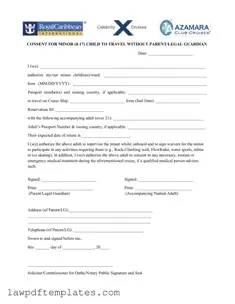 Fillable Royal Caribbean Parental Consent Template