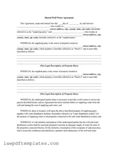 Fillable Shared Well Agreement Template
