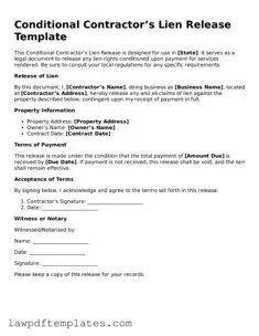 Attorney-Approved Conditional Contractor’s Lien Release Document