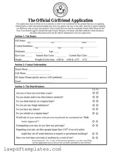 Fillable Girlfriend Application Template