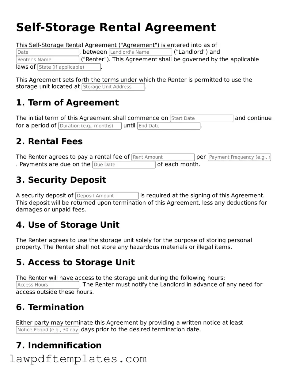 Attorney-Approved Self-Storage Rental Agreement Document