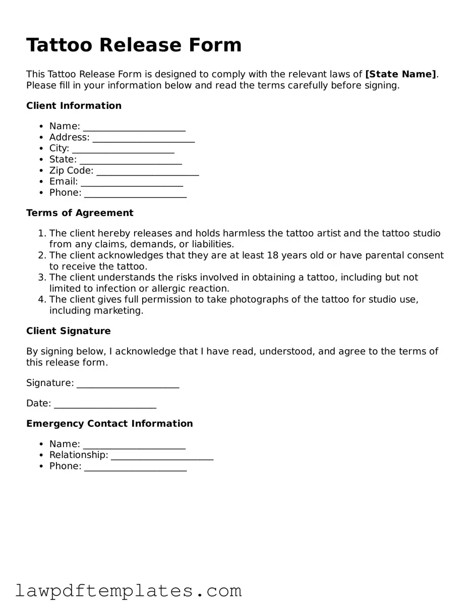 Attorney-Approved Tattoo Release Document