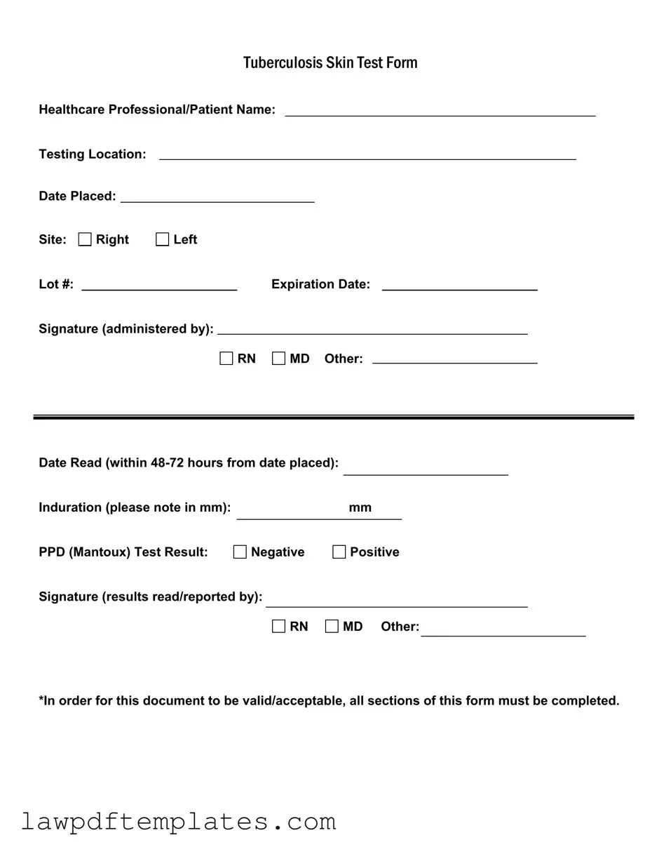 Fillable Tb Test Template