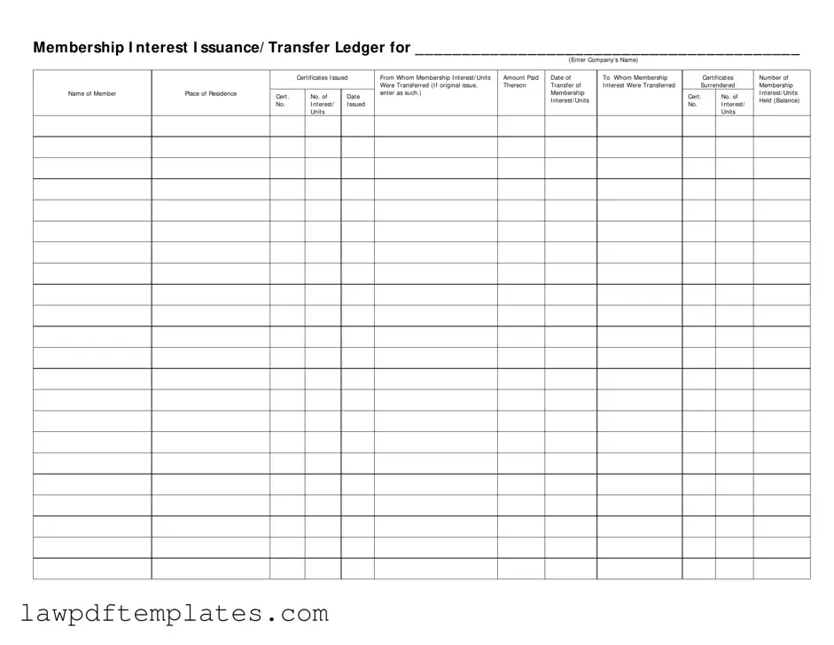 Fillable Membership Ledger Template