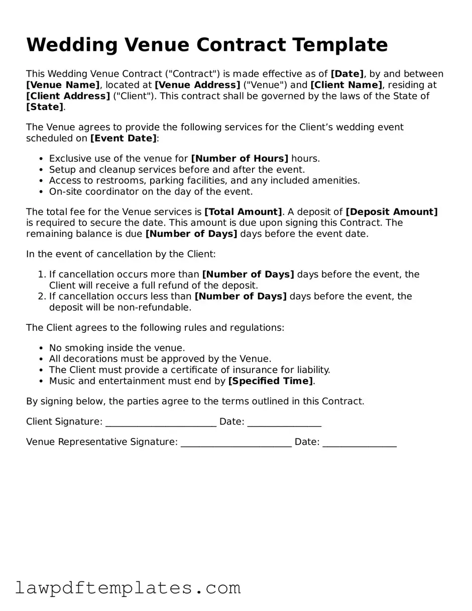 Attorney-Approved Wedding Venue Contract Document