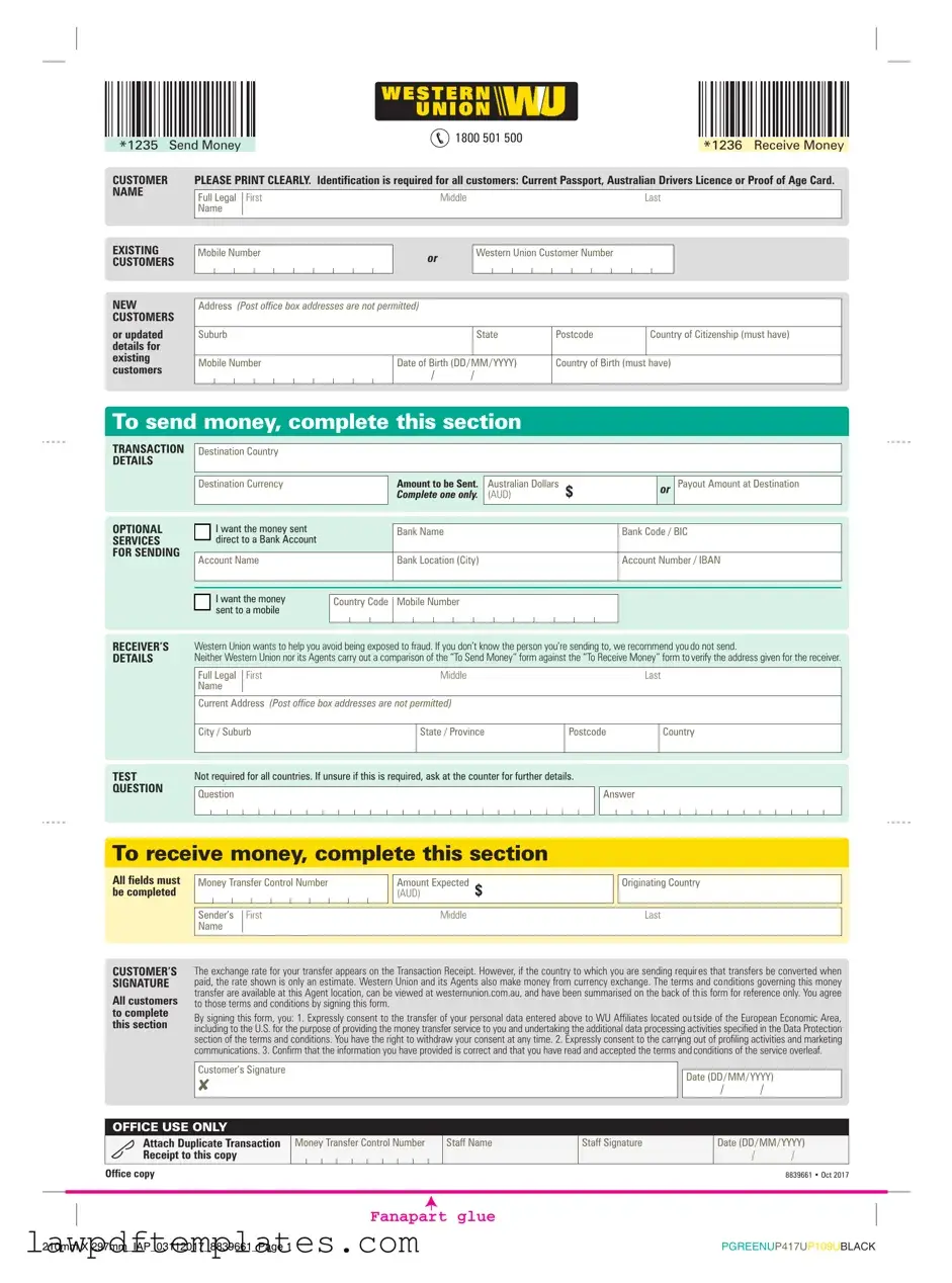 Fillable Western Union Template